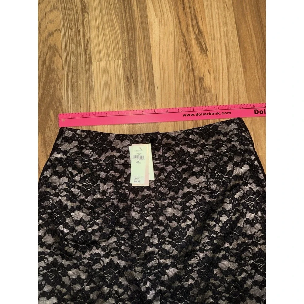 Banana Republic New‎ 8P Black Lace Overlay Pencil Skirt Lined Short Party Shiny